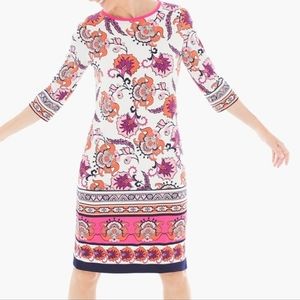 Chicos floral mini dress wrinkle free iron free
